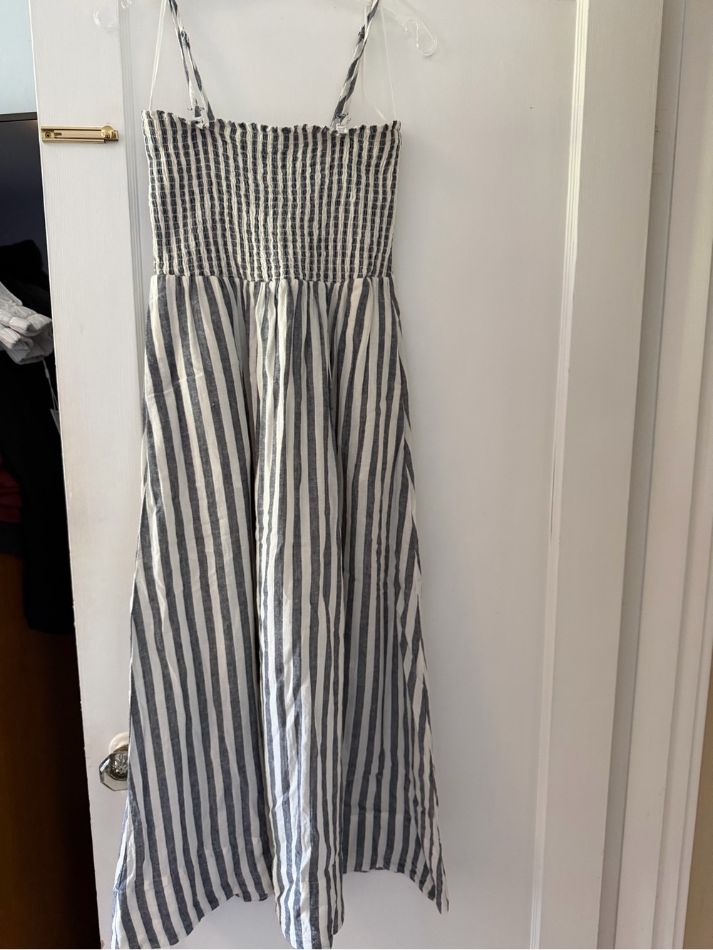 Marine Layer Sutton Strapless Maxi Dress in India Ink Stripe - Picture 6 of 9